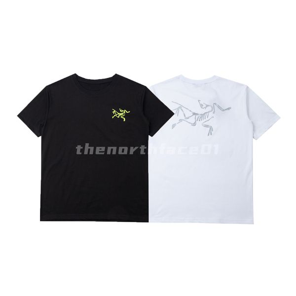 Camiseta de marca de moda de lujo para hombre, Camiseta holgada de verano de manga corta con cuello redondo y estampado de letras de pájaros, Top negro y blanco