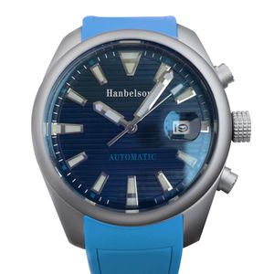 Mode de luxe classique bleu mens montre 43 MM loupe calendrier automatique en acier inoxydable mouvement Seagull montres-bracelets