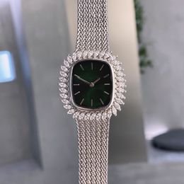 Luxe modekleur diamant dames kijken kwarts horloges 30 mm 32 mm comfortabele armband roestvrijstalen riemdruppel druppel randontwerp voortreffelijk polshorloge