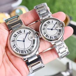 Montre de couple de luxe pour hommes et femmes, montre mécanique à ballon bleu, bracelet en cuir et acier inoxydable, montre en verre saphir, étanche, cadeau de luxe