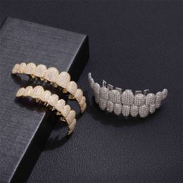 Personnalisation de la mode de luxe Moisanite Ensemble hip hop supérieur et dents inférieures dents de dents en diamant complet ensemble Bling Tooth Grills pour hommes accessoires