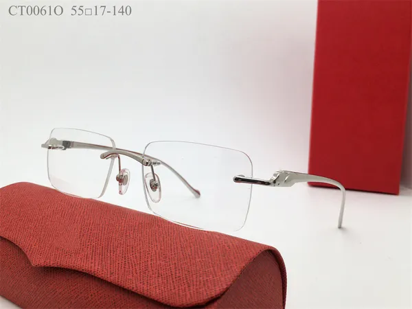 Design de mode de luxe hommes lunettes optiques 0061 rétro vintage forme carrée en métal plein cadre style simple et élégant lentilles claires lunettes de qualité supérieure