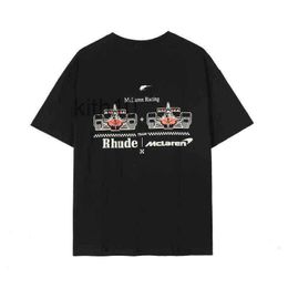 Luxe Fashion Design t-shirts Rhude Co Branded Formula F1 Racing T-shirt met korte mouwen en print Zwart S-xl Enkl