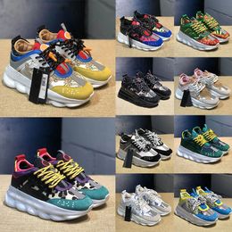 Designer di moda di lusso Chain Reaction Scarpe casual Italia Marchio multicolore Rosa Blu Bianco Nero Leopard Platform Sneakers Donna Uomo Scarpe da ginnastica sportive oversize