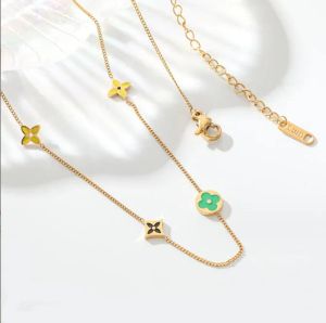 Colliers de luxe pour femmes, trèfle à quatre feuilles, fleur verte, accessoires de haute qualité, bijoux, cadeau d'anniversaire