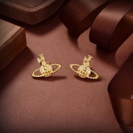 Luxe Modeontwerper Stud Oorbel Brief Viviene Merk Vrouwen Sieraden Metalen Parel Oorbellen cjeweler Westwood Voor Vrouw Trend Gouden Earing ty
