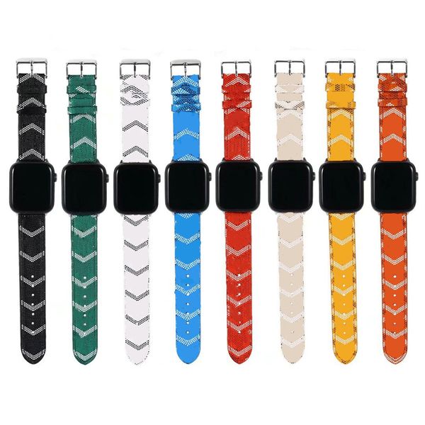 Band de montre de créateur de mode de luxe pour groupes de montre Apple 49 mm 42 mm 40mm 44 mm 38 mm iwatch 8 5 4 3 bandes Pu Le cuir bracelet géométrique imprimé Smart Smart Smart