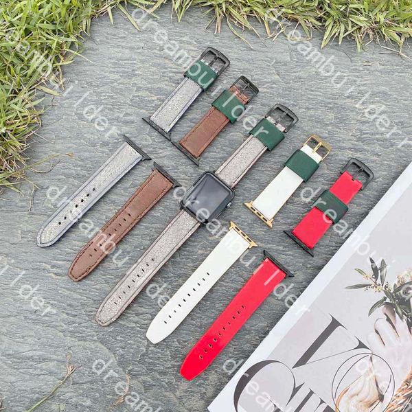Bracelet de montre de créateur de mode de luxe pour Apple 41mm 42mm 38mm 40mm 44mm 45mm iwatch 2 3 4 5 6 7 bracelet de montre Bracelet en cuir bracelets de montre à rayures
