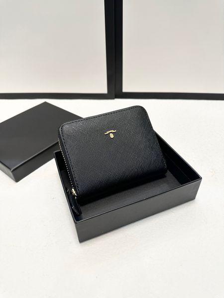 Créateur de mode de luxe femmes porte-cartes rabat rabat modèle classique coupe croisée peau de vache femme noire petit mini portefeuille cuir de couleur pure
