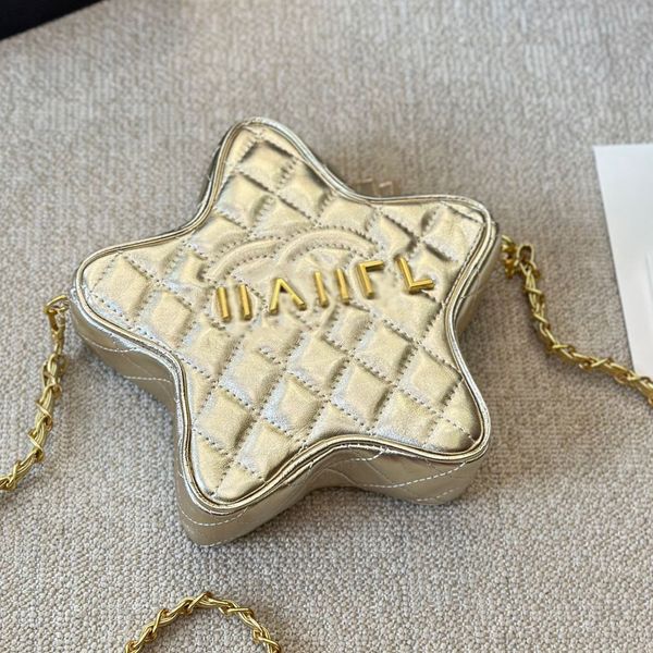 Diseñador de moda de lujo Mujeres Bolso de hombro de marca francesa Alta calidad Famosa París de 24c Nuevas bolsas de estrellas originales Diamantes de cuero genuino Lattice Lady Crossbody