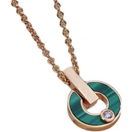 Moda de luxo colar de diamante clássico baojia mãe-de-pérola redondo verde pingente design jóias embalagem original presente box222a