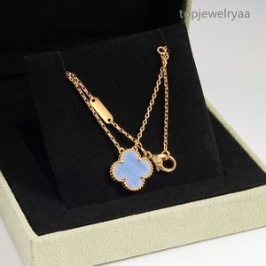 Luxe Mode Féminité Haut de gamme délicat trèfle à quatre feuilles collier Designer perle agate plaqué 18k cou double face collier de bijoux
