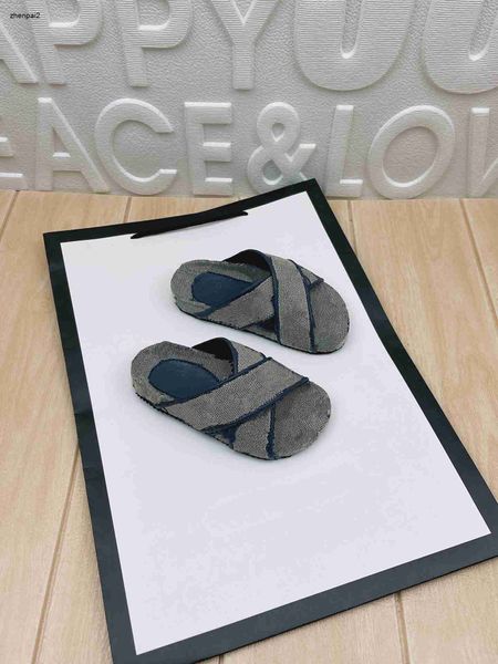 Moda de lujo para niños, zapatilla, niño, niña, sandalias de verano, zapatos, tamaños 26-35, toboganes de playa para bebés, zapatillas de casa a rayas para niños, incluye caja de zapatos de marca