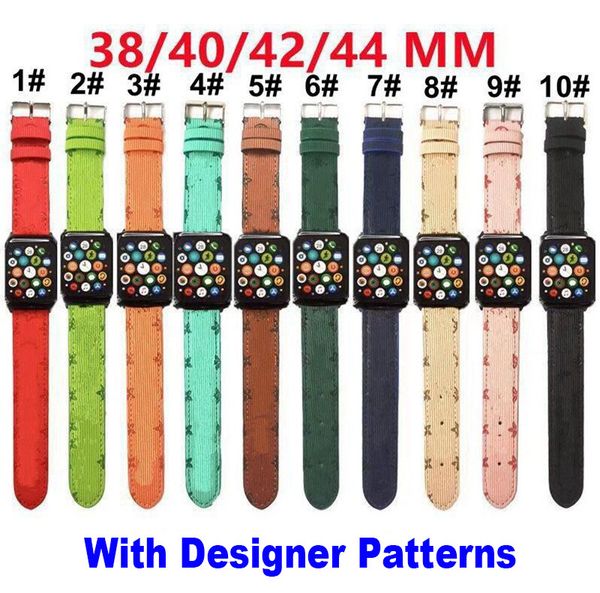 Luxury Fashion L Designer Watch Straps Guard 42mm bandas 38mm 40mm 44mm 45mm Para Apple correa iwatch series 8 6 3 4 5 SE 7 2 1 Correa de reloj PU cuero Patrones Pulsera Hombres Mujeres