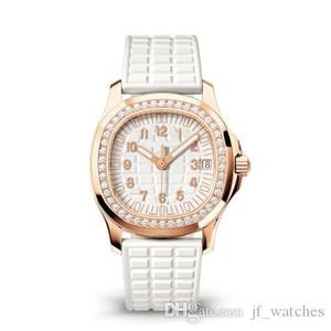 Dames de mode à la mode montre quartz importé 35mm quartz élégant vente chaude or rose diamant caoutchouc montre femme montre de plongée étanche