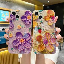 Luxe Mode Laser Bloemen Daisy Telefoon Case Voor Iphone 14 Pro Max 13 12 11 X Xs Xr 7 8 plus Se 2020 Soft Shockproof Back Cover L230619