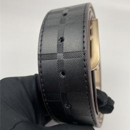 Letras de moda de lujo de doble cara con hebilla grande, caja de cinturón real, cinturones de alta calidad para hombres y mujeres de diseñador 249f