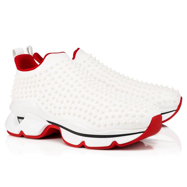 Moda de lujo Low Tops Red Bottom Shoes Shark Spike-Sock Flat Bottoms Deportes al aire libre Pareja Fiesta Vestido Zapato Hombres Mujeres Cuero Casual Zapatillas EU 35-47