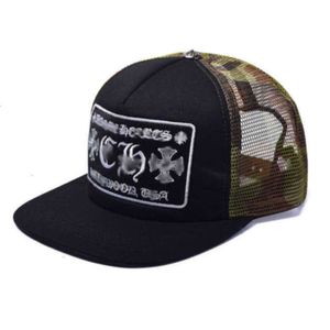 Luxe Mode Heren Hoeden Merk Harten Vrouwen Platte Caps Outdoor Pet Geborduurde Letter Sanskriet Kruis Print Hoofddeksels Jongens Hip Hop Cap Zonnescherm Mesh Hoed B5SO