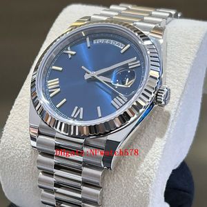 Reloj de lujo a la moda para hombre, 40mm, 228236, banda de acero inoxidable platino de alta calidad, reloj de pulsera mecánico automático, regalo
