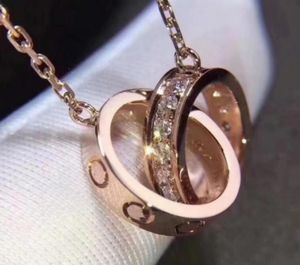 Luxe mode ketting ontwerper sieraden feest sterling zilveren dubbele ringen diamant hanger kettingen voor vrouwen chique jurk lange ketens sieraden cadeau y23076