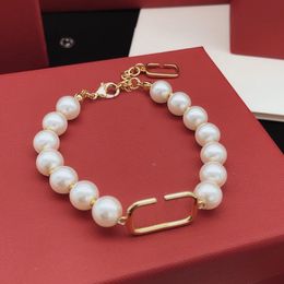 Luxus Mode Perlenkette Designer Schmuck Hochzeit Diamant vergoldet Platin Buchstaben Anhänger Halsketten für Frauen CHD2309265-12 flybirdlu