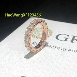 Luxe mode vergulde 18K roségoud 4 mm 925 Sterling zilveren eeuwige moissanietring enkele rij diamant dames tennisrijring