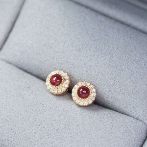 Luxe mode pure echte 18k gouden robijn diamanten oorbellen sieraden dames dames vrouwelijke bruidsbetrokkenheid bruiloft oorbellen