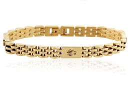 Velocador de moda de lujo Bangle Charm Crown Gold Chain Bracelet Men Watch Jewelry Accessors7845925