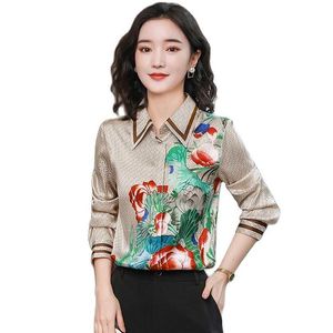 luxe mode lente bloemen zijden shirt met lange mouwen gedrukt herfst winter dames runway tops plus size elegant kantoor dames designe232N