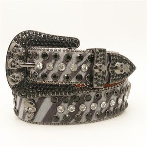 Sangle de mode de luxe diamant Westerns strass ceinture crâne en cuir pour hommes ceintures de strass occidentales