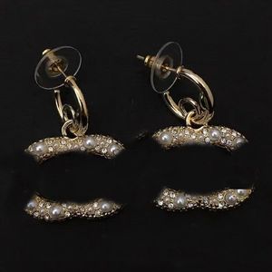 Boucles d'oreilles de luxe pour femmes, bijoux de styliste de haute qualité, Double lettre, diamant, cadeaux de mariage