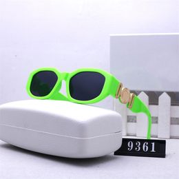Luxe mode zonnebril vol frame vierkante fluorescerende groene zonnebril met doos merkontwerper mannen vrouwen modieus ritten adumbral