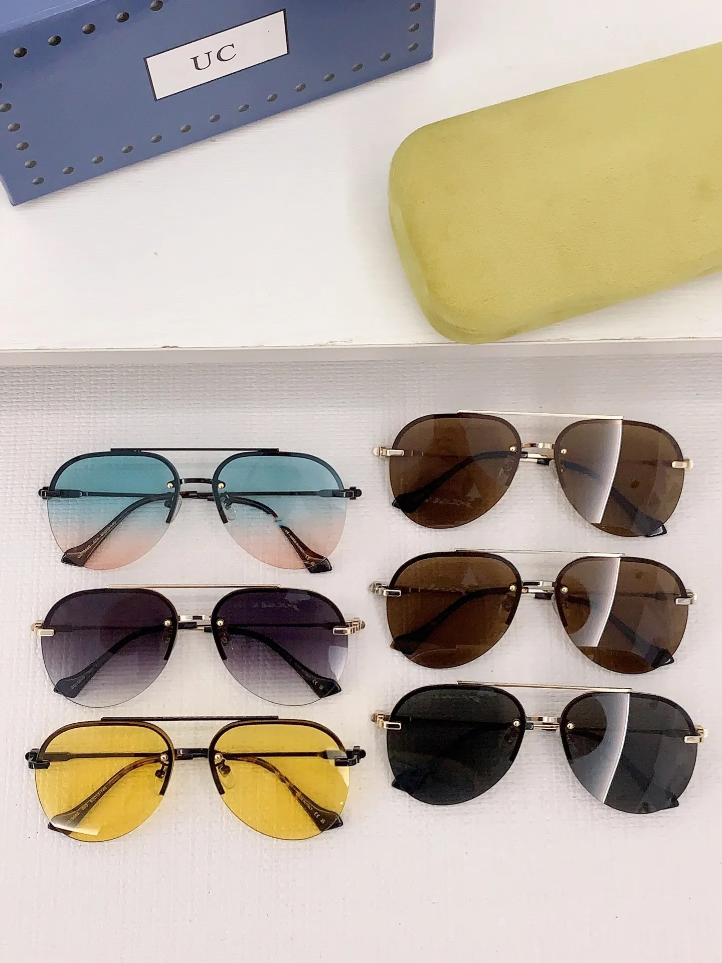 Lüks Moda Güneş Gözlüğü Metal Yuvarlak Altın Çerçeve UV400 UNISEX GEYGEAR TASARIMCI Vintage Stil Klasik Koruyucu Gözlükler