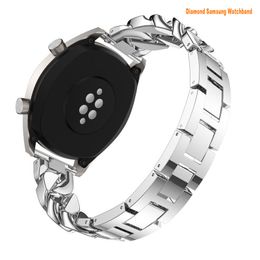 Correas de reloj de moda de lujo, pulsera de oro rosa de 20mm y 22mm, correa de reloj de acero inoxidable con cuentas para correas de reloj Samsung