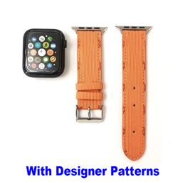 Luxe mode -horlogebandbanden voor Apple Watch Band 42 mm 38 mm 40 mm 44 mm 41 mm 45 mm Iwatch 1 2 3 4 5 6 7 8 Banden Lederen Braps Bracelet L Designer Stripes Watchbands