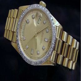 Luxe Mode HORLOGES Top Kwaliteit 18k Geel Goud Diamant Wijzerplaat Bezel 18038 Horloge Automatisch Heren Horloge Wristwatch315x