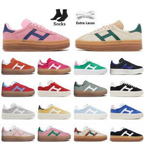 Mode de luxe Femmes Designer Casual Chaussures Plate-forme Bold Formateurs Wild Pink Glow Gum Cream Collegiate Vert Noir Blanc Cuir Daim Upper Flat Baskets Taille 36-40