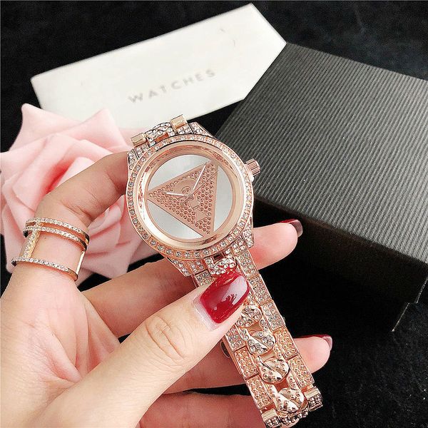 Mode de luxe femmes diamant montre 37mm or rose sans calendrier Bracelet en or fermoir pliant maître Designer fille montres