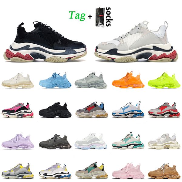 Mode de luxe Femmes Hommes TripleS Designer Chaussures Triple S Semelle Claire Blanc Noir Gris Rose Bleu Rouge 17FW Paires chaussures Crystal Bottoms Baskets Baskets Chaussure à plateforme