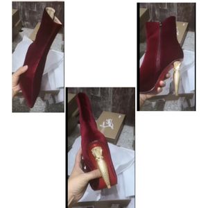 Botas de tobillo de moda de lujo Botas Rojos Tacones de boda High Wedding Heel Boots Short Boots Box Eu 35-43