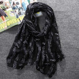 Luxe-Mode Foulards de femmes Notes de musique Imprimer Wrap Châles Foulard Voile Anneau Pashmina