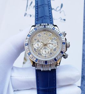 Mode de luxe femmes Montre 39mm lunette en diamant Saphir visage Dames Mouvement automatique cuir bleu noble Boucle déployante Master Designer montres