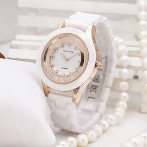 Luxe mode dameshorloge jurk keramiek dameshorloge wit eenvoudig quartz horloges studenten geschenken klok relogio feminino Y1902838