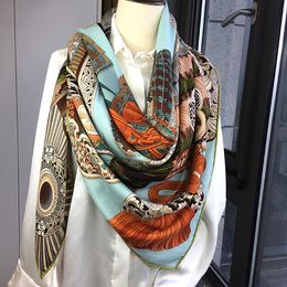 Luxe mode wol zijde afdrukken sjaal sjaal deken signage groot formaat vierkante paard auto en touw patroon voor festival warme geschenken