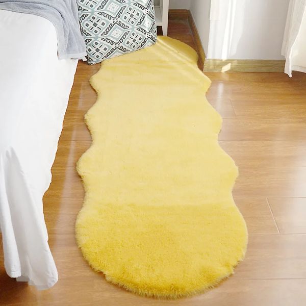 Tapis de fourrure de lapin de luxe Mat de salon moderne Mat à chambre Mat à chambre Imitation des tapis en cuir en peluche Plotte de pieds de pavé à pied coussin 231222