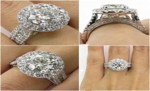 Luxe Vrouwelijke Grote Diamanten Ring 925 Zilver Gevulde Ring Vintage Wedding Band Belofte Verlovingsringen Voor Vrouwen2897661