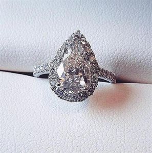 Luxury Female Promise Ring 925 STERLING Silver Pear Cut 3ct CZ Engagement Bands de bandes de mariage pour femmes Bijoux Bridal Statement2555826165