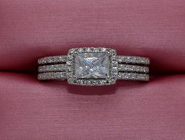 Conjunto de anillos de boda de diamante blanco de lujo para mujer, joyería llena de plata 925, anillos de compromiso de promesa para mujer 1510836