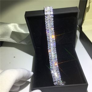 Luxury Female White Gold Filled bracelets T shape 5A cz Silver Colors Wedding bracelet for women Fashion Diamond Jewelry